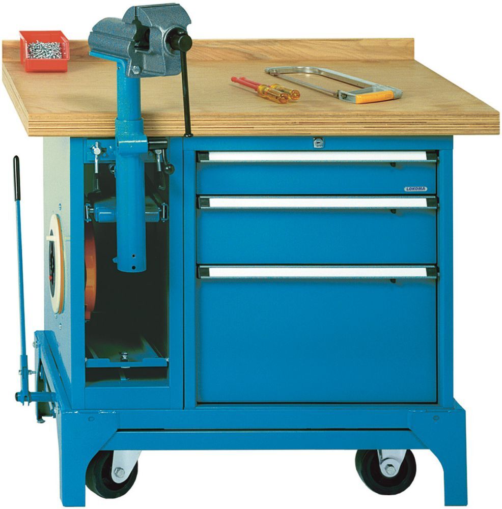 Lokoma Mobile Werkbank FMW100/3 o.Kabelaufroller RAL5012 Produktbild Lokoma Mobile Werkbank FMW100/3 o.Kabelaufroller RAL5012