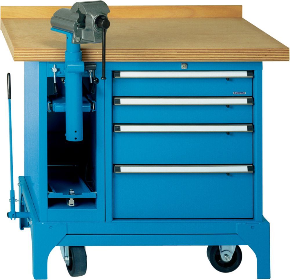 Lokoma Mobile Werkbank FMW100/4 o.Kabelaufroller RAL5012 Lokoma Mobile Werkbank FMW100/4 o.Kabelaufroller RAL5012