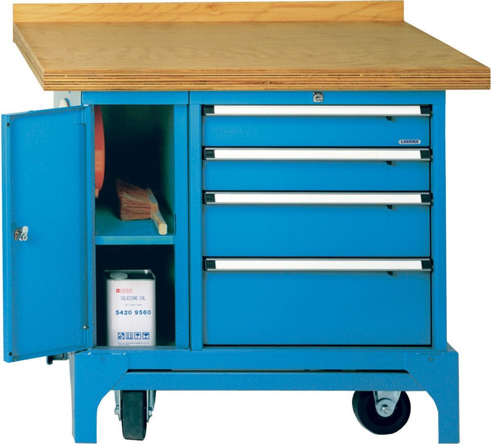 Lokoma Mobile Werkbank FMW100/U m.Kabelaufroller RAL5012 Produktbild Lokoma Mobile Werkbank FMW100/U m.Kabelaufroller RAL5012