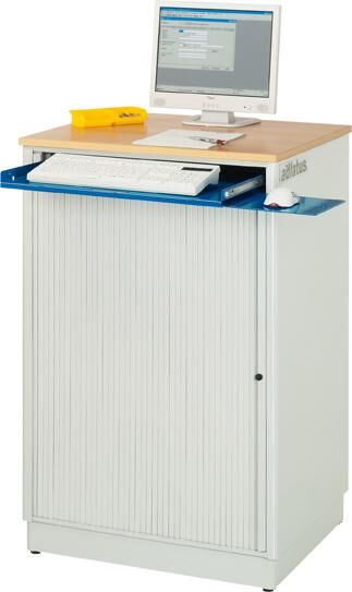 RAU PC-Steharbeitsplatz stationär grau/blau Produktbild RAU PC-Steharbeitsplatz stationär grau/blau bild 3