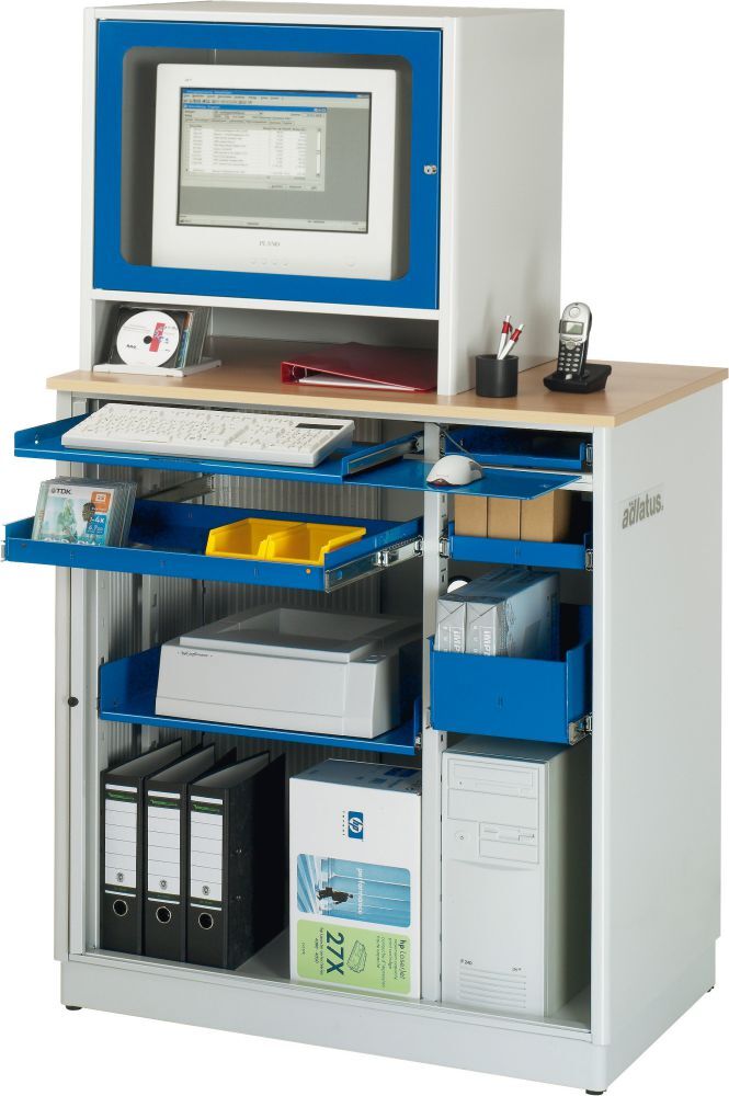 RAU PC-Arbeitsplatz Univ.4 stat. grau/blau Produktbild RAU PC-Arbeitsplatz Univ.4 stat. grau/blau