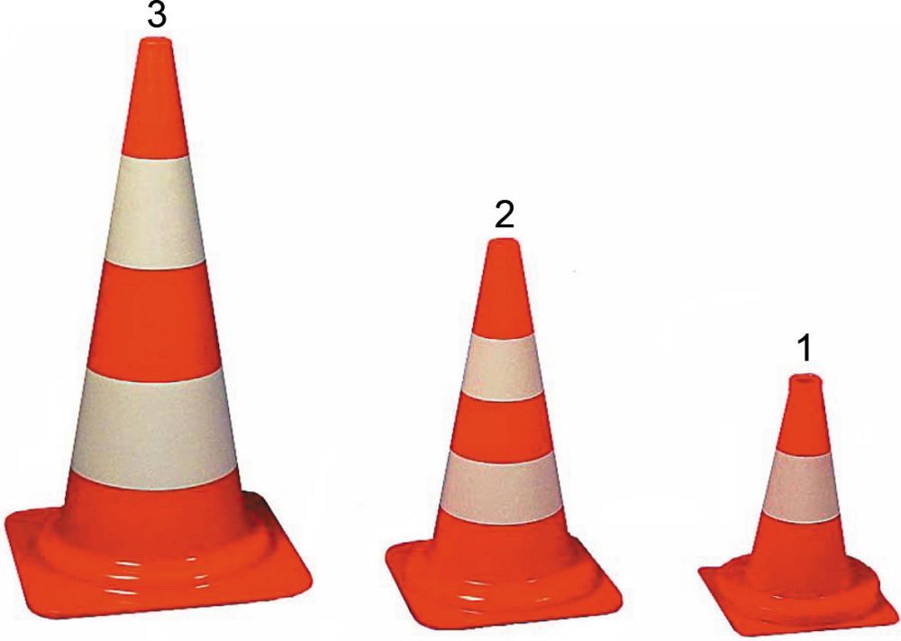 Leitkegel 500mm, 2 weiße Streifen, leuchtorange Produktbild Leitkegel 500mm, 2 weiße Streifen, leuchtorange