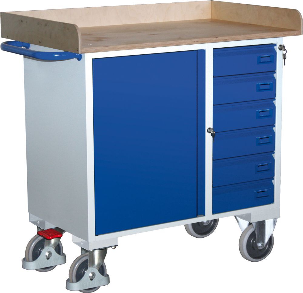 Variofit Werkstattwagen 400 kg 1140x640x995 mm mit Rand Produktbild Variofit Werkstattwagen 400 kg 1140x640x995 mm mit Rand