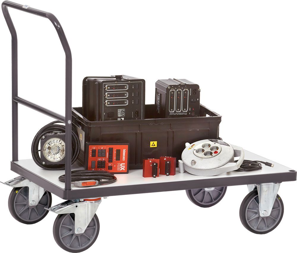 FETRA ESD Schiebebügelwagen Transportwagen 400kg 850x500 mm Produktbild FETRA ESD Schiebebügelwagen Transportwagen 400kg 850x500 mm