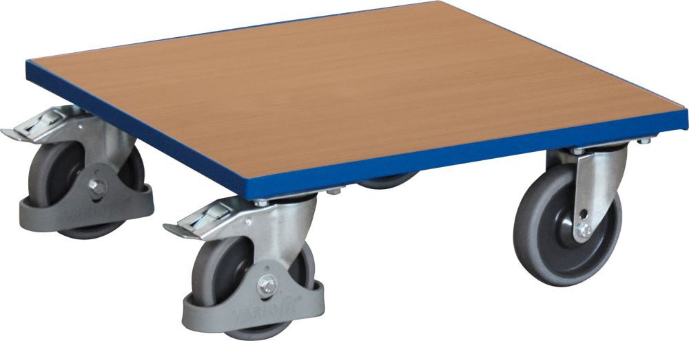 Variofit Kistenroller Holzboden 400 kg 500x500 mm Gummir. Produktbild Variofit Kistenroller Holzboden 400 kg 500x500 mm Gummir.