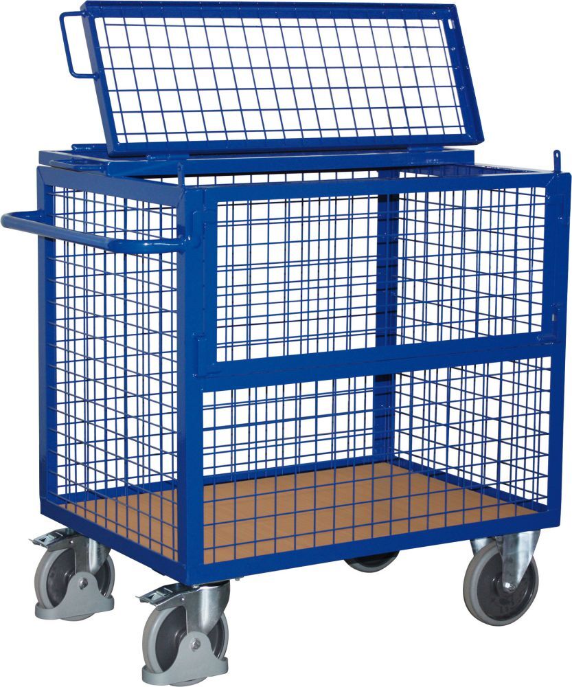 Variofit Drahtkastenwagen 500 kg 990x690 mm mit Deckel Produktbild Variofit Drahtkastenwagen 500 kg 990x690 mm mit Deckel
