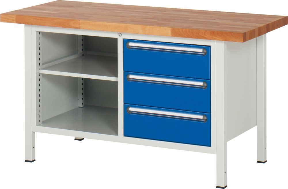 RAU Werkbank B1500xT900 m.3 Sbl. 180/1 FB, gr/bl Produktbild RAU Werkbank B1500xT900 m.3 Sbl. 180/1 FB, gr/bl