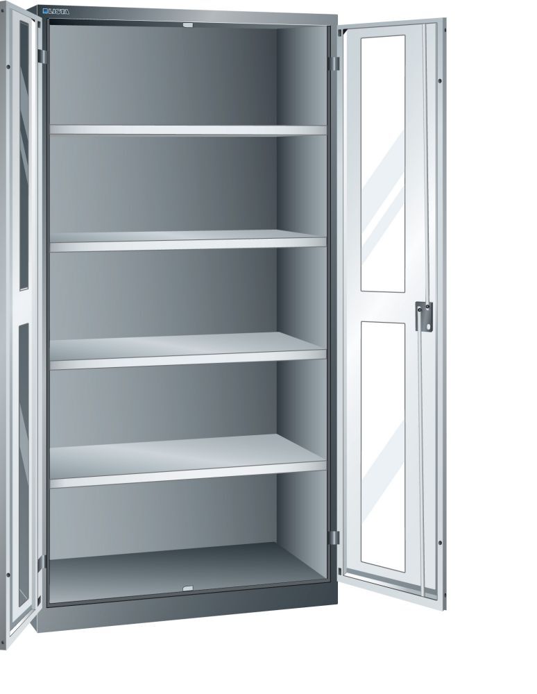 LISTA Flügeltürschrank 7035 m.4Böden, Sichttür Produktbild LISTA Flügeltürschrank 7035 m.4Böden, Sichttür