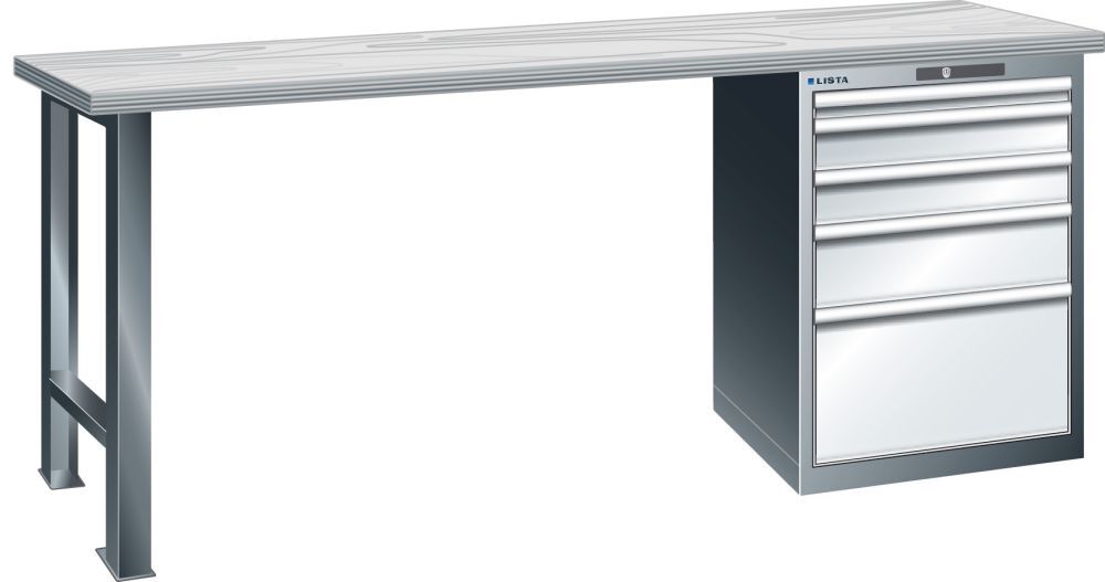 LISTA Werkbank 2000x700x840 mm Multiplex40,1Schr.5SL,gra LISTA Werkbank 2000x700x840 mm Multiplex40,1Schr.5SL,gra