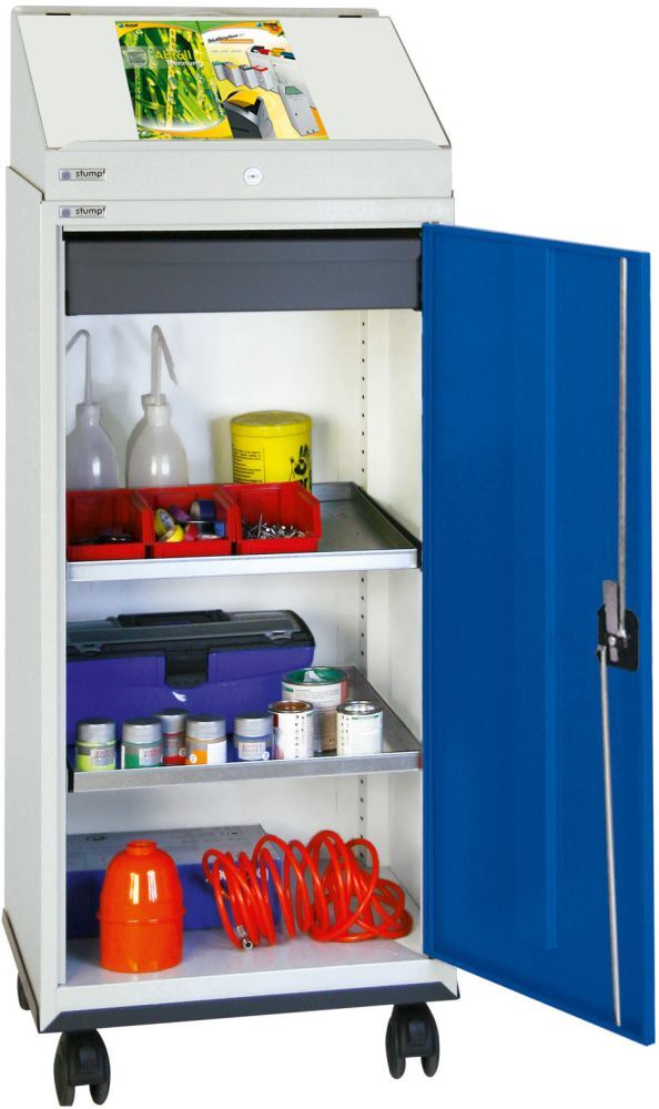 Stumpf Schreibpultschrank Kombi 1370x500x500 mm grau/blau Produktbild Stumpf Schreibpultschrank Kombi 1370x500x500 mm grau/blau