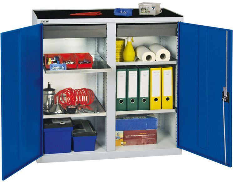 Stumpf Werkzeugschrank 2 SL 4FB 1000x1000x500mm grau/blau Produktbild Stumpf Werkzeugschrank 2 SL 4FB 1000x1000x500mm grau/blau