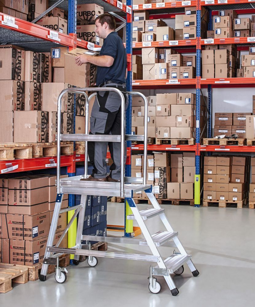 ZARGES Podesttreppe einseitig 3 Stufen/Gitter Produktbild ZARGES Podesttreppe einseitig 3 Stufen/Gitter