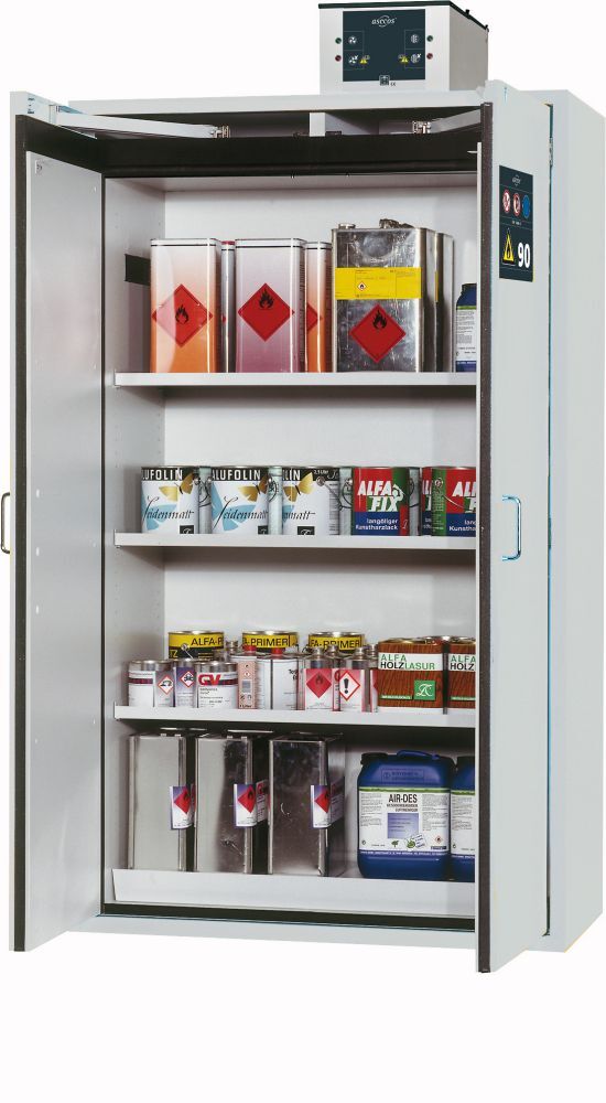 Asecos Gefahrstoffschrank S-Clas90B900mm, 3FB, LB+BAW, R7035 Produktbild Asecos Gefahrstoffschrank S-Clas90B900mm, 3FB, LB+BAW, R7035