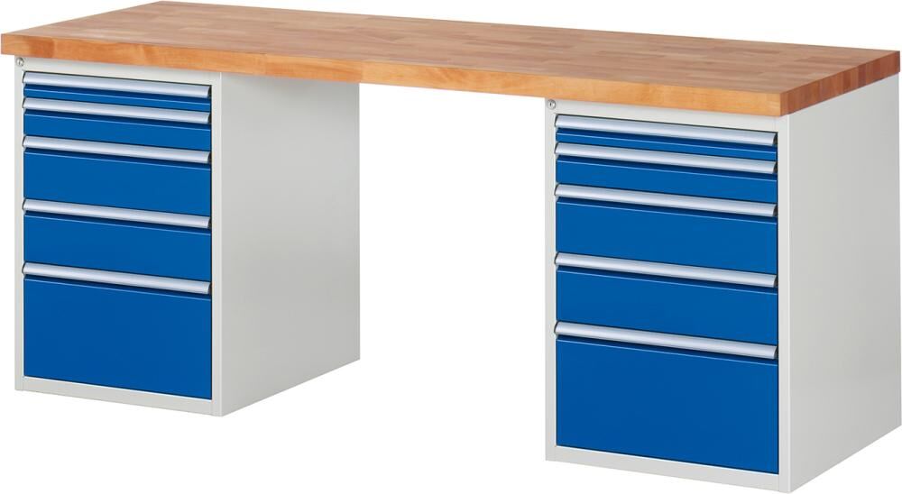 Rau Werkbank Modell 7511 10 Schubladen Breite 2000 x 700 x 840 mm Produktbild Rau Werkbank Modell 7511 10 Schubladen Breite 2000 x 700 x 840 mm