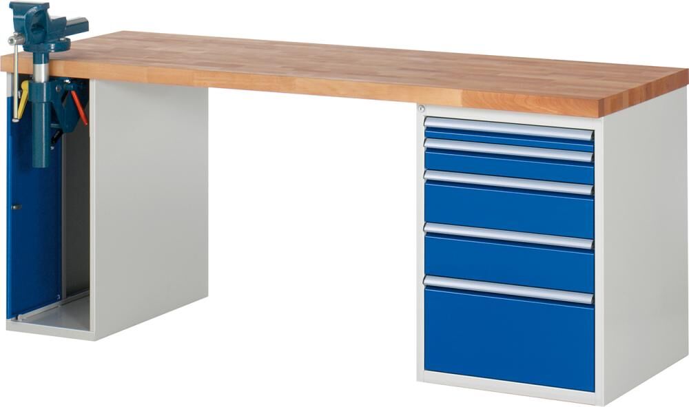 Rau Werkbank Modell 7511 2000 x 900 x 840 mm mit 1 Schraubstockschrank Produktbild Rau Werkbank Modell 7511 2000 x 900 x 840 mm mit 1 Schraubstockschrank