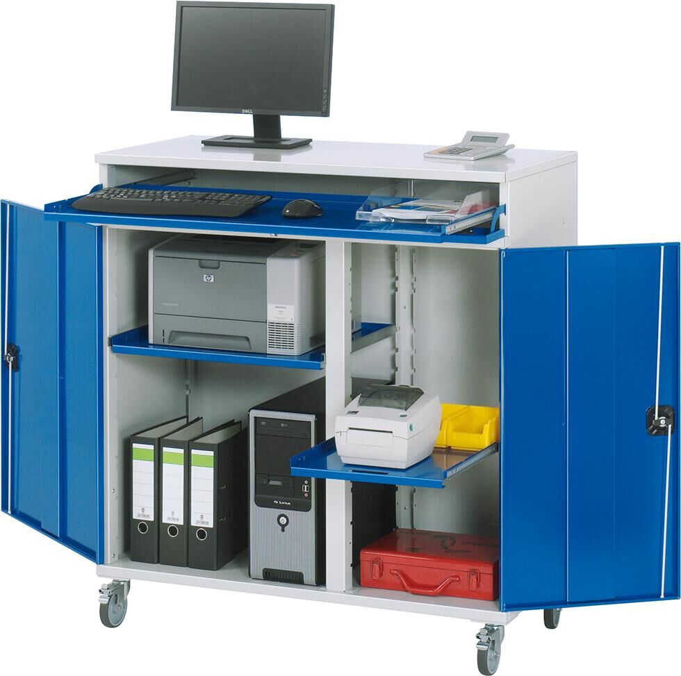 RAU Computer-Schrank 1100x520x1185 7035/5010 Produktbild RAU Computer-Schrank 1100x520x1185 7035/5010