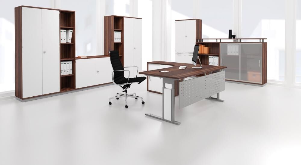 Geramöbel PC-Schreibtisch l Nußbaum1800x800/1000,680-820 Geramöbel PC-Schreibtisch l Nußbaum1800x800/1000,680-820