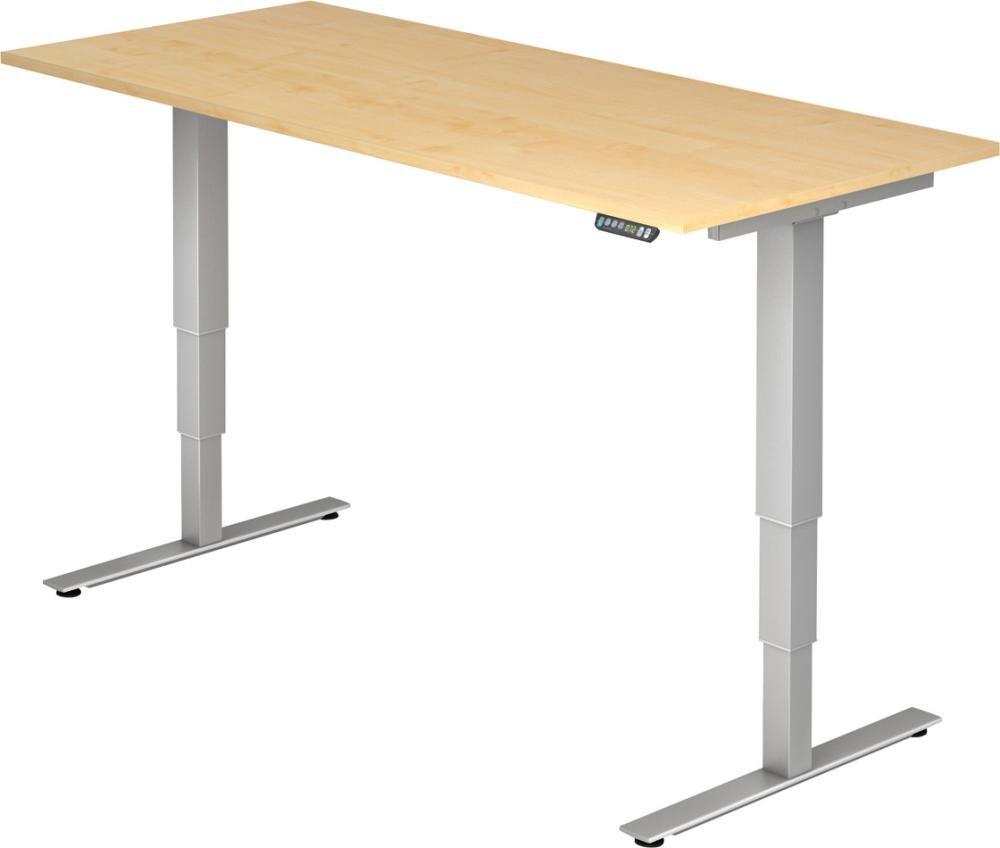 Hammerbacher Schreibtisch Grau höhenverstellbar 635 bis 1285 mm Produktbild Hammerbacher Schreibtisch Grau höhenverstellbar 635 bis 1285 mm
