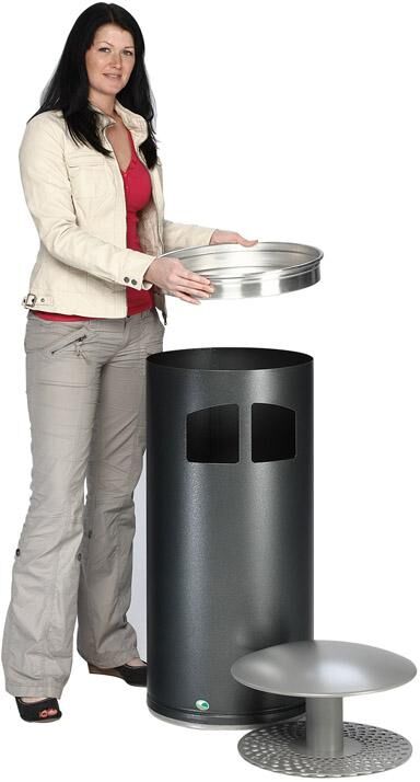 Var Abfallsammler m. Ascher m.Dach silber Produktbild Var Abfallsammler m. Ascher m.Dach silber bild 2