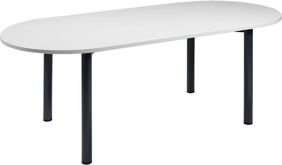 Geramöbel Konferenztisch oval 2000x900mm Weiß/Silber Produktbild Geramöbel Konferenztisch oval 2000x900mm Weiß/Silber