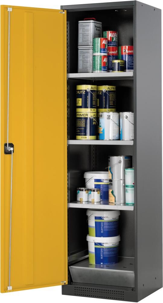 Asecos Chemikalienschrank 545x1950 mm 1 Tür gelb Produktbild Asecos Chemikalienschrank 545x1950 mm 1 Tür gelb