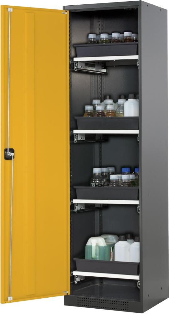 Asecos Chemikalienschrank 545x1950 mm 1 Tür gelb 4 Auszüge Produktbild Asecos Chemikalienschrank 545x1950 mm 1 Tür gelb 4 Auszüge