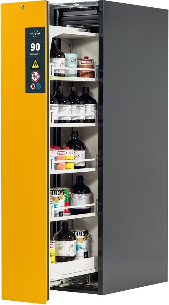 Asecos Sicherheitsschrank V-Line 449x1966 mm Tür gelb 4FB Asecos Sicherheitsschrank V-Line 449x1966 mm Tür gelb 4FB