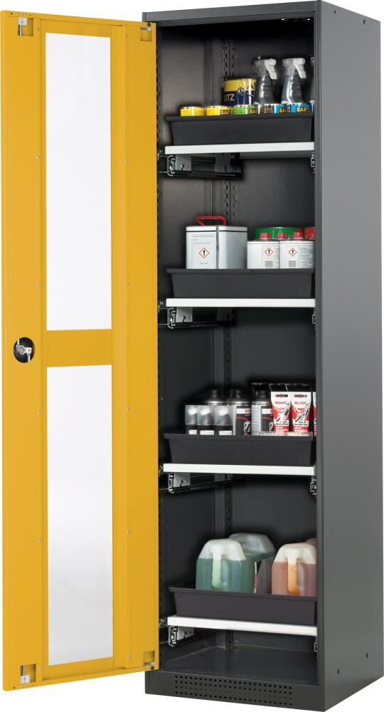 Asecos Chemikalienschrank Glas 545x1950 mm 1 Tür gelb Produktbild Asecos Chemikalienschrank Glas 545x1950 mm 1 Tür gelb