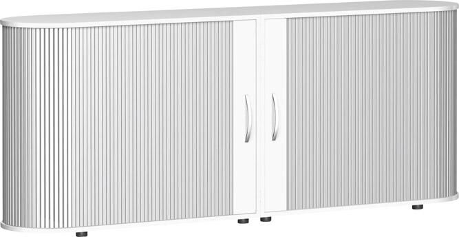 Geramöbel Querrolladenschrank Flex 830x2000x400mm weiß/silber Produktbild Geramöbel Querrolladenschrank Flex 830x2000x400mm weiß/silber