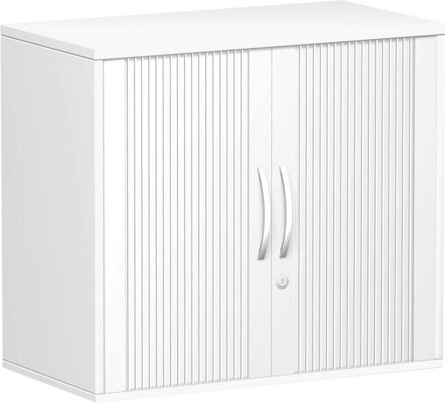 Geramöbel Anstell Querrolladenschrank 720x800x425mm weiß/silber Produktbild Geramöbel Anstell Querrolladenschrank 720x800x425mm weiß/silber