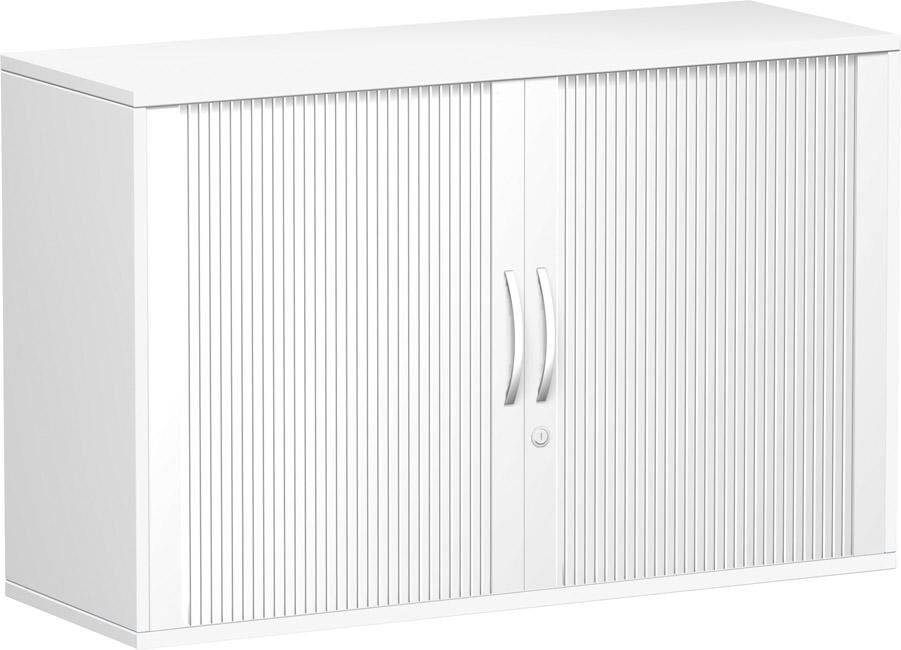 Geramöbel Anstell Querrolladenschrank 720x1200x425mm weiß/silber Produktbild Geramöbel Anstell Querrolladenschrank 720x1200x425mm weiß/silber