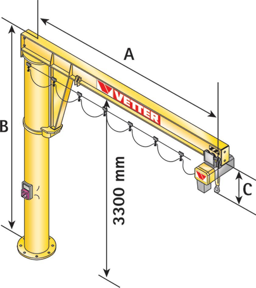 Vetter Säulenschwenkkran M 360 1000 kg 3000 mm Vetter Säulenschwenkkran M 360 1000 kg 3000 mm