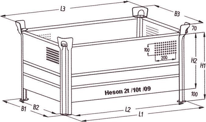 Hesonwerk Stapelbehälter 1t,lack. 800x500x500mm,Klappe Hesonwerk Stapelbehälter 1t,lack. 800x500x500mm,Klappe
