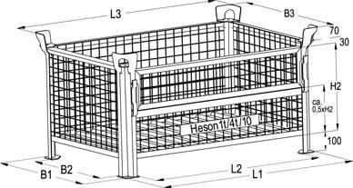 Hesonwerk Gitterbehälter 1t,lack. 1200x1000x600mm,Klappe Produktbild Hesonwerk Gitterbehälter 1t,lack. 1200x1000x600mm,Klappe bild 2