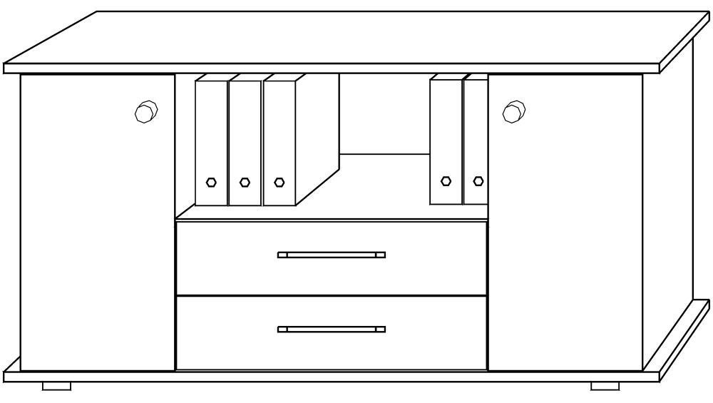 mm Sideboard Nussbaum/Si 2S 1661x448x840 Produktbild mm Sideboard Nussbaum/Si 2S 1661x448x840