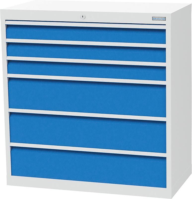 Bedrunka+Hirth Schubladenschrank 6 Schubladen 980 x 500 x 1019 mm lichtgrau blau Produktbild Bedrunka+Hirth Schubladenschrank 6 Schubladen 980 x 500 x 1019 mm lichtgrau blau