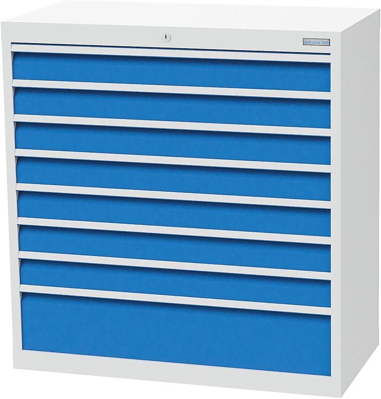Bedrunka+Hirth Schubladenschrank 8 Schubladen 980 x 500 x 1019 mm blau grau Produktbild Bedrunka+Hirth Schubladenschrank 8 Schubladen 980 x 500 x 1019 mm blau grau