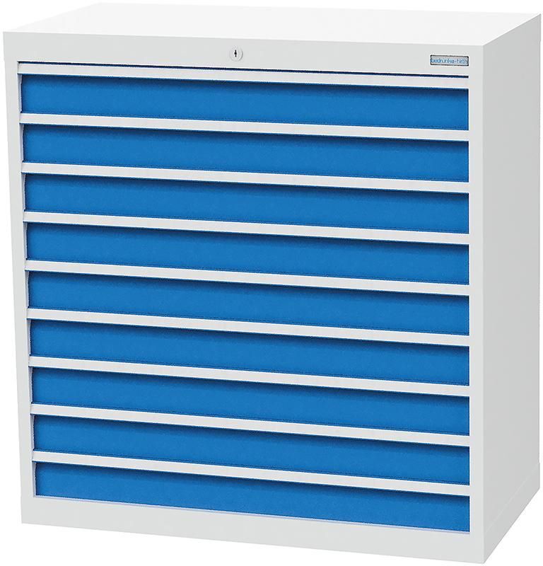 Bedrunka+Hirth Schubladenschrank mit 9 blauen Schubladen 980 x 500 x 1019 mm Produktbild Bedrunka+Hirth Schubladenschrank mit 9 blauen Schubladen 980 x 500 x 1019 mm