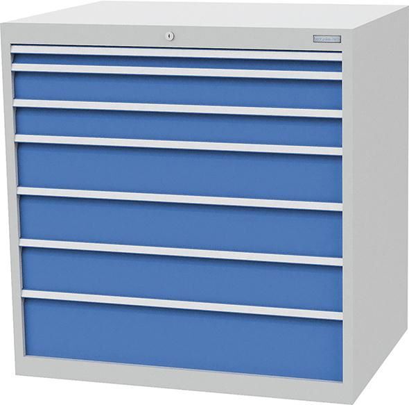 Bedrunka+Hirth Schubladenschrank 7 blaue Schubladen Tiefe 736 mm Breite 1005 mm Produktbild Bedrunka+Hirth Schubladenschrank 7 blaue Schubladen Tiefe 736 mm Breite 1005 mm