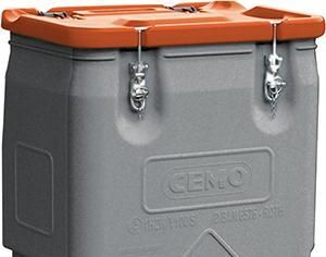 Cemo Gefahrgut Box mobil 170 Liter Box grau Deckel orange Produktbild Cemo Gefahrgut Box mobil 170 Liter Box grau Deckel orange
