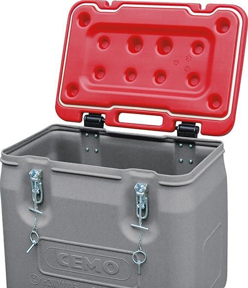 Cemo Gefahrgut Box mobil 170 Liter grau Deckel rot Produktbild Cemo Gefahrgut Box mobil 170 Liter grau Deckel rot