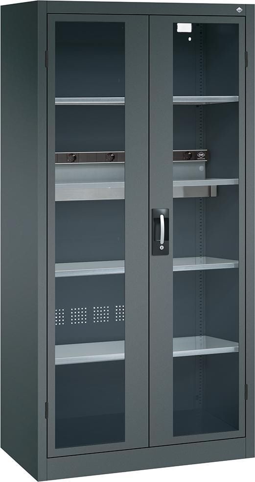 CP Akkuladeschrank BASIC mit Sichtfenstertüren 1950 x 930 mm RAL 7016 Produktbild CP Akkuladeschrank BASIC mit Sichtfenstertüren 1950 x 930 mm RAL 7016