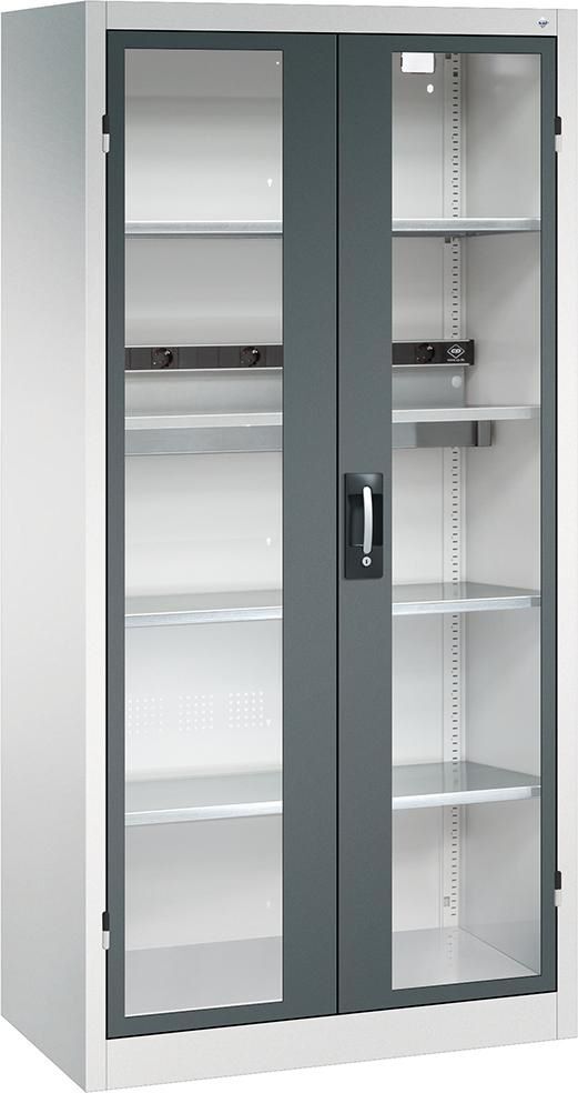 CP Akkuladeschrank BASIC Sichtfenstertüren 1950 mm RAL 7035 7016 Produktbild CP Akkuladeschrank BASIC Sichtfenstertüren 1950 mm RAL 7035 7016
