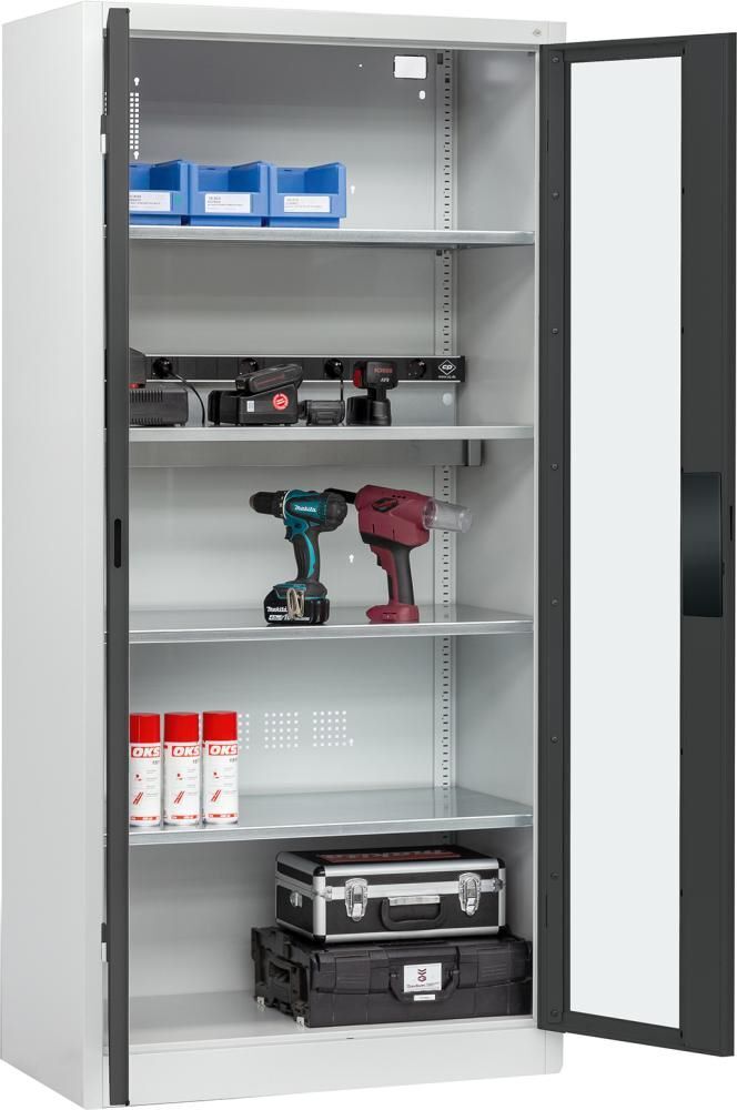 CP Akkuladeschrank BASIC Sichtfenstertüren 1950 mm RAL 7035 7016 Produktbild CP Akkuladeschrank BASIC Sichtfenstertüren 1950 mm RAL 7035 7016 bild 4