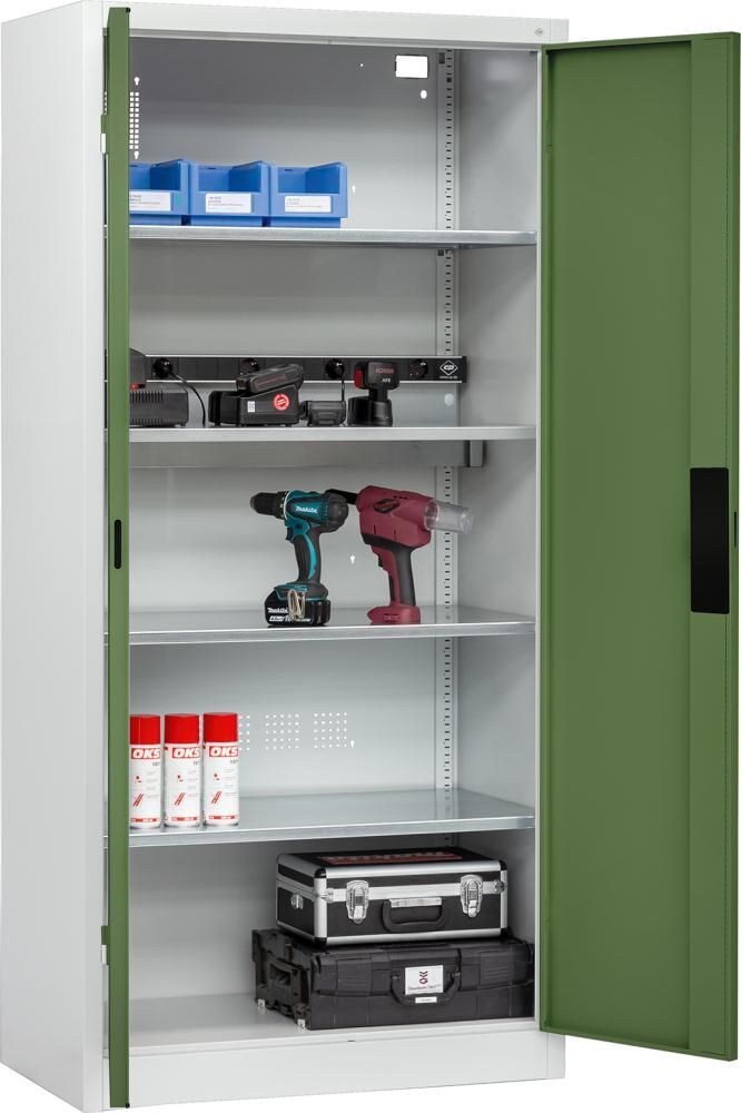 CP Akkuladeschrank Typ BASIC mit Vollblechtüren Höhe 1950 mm RAL 7035 6011 Produktbild CP Akkuladeschrank Typ BASIC mit Vollblechtüren Höhe 1950 mm RAL 7035 6011 bild 4