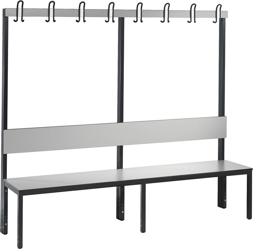 C+P Einseitige Basic Plus Garderobenbank silbergrau 1960 x 407 x 1650 mm Produktbild C+P Einseitige Basic Plus Garderobenbank silbergrau 1960 x 407 x 1650 mm