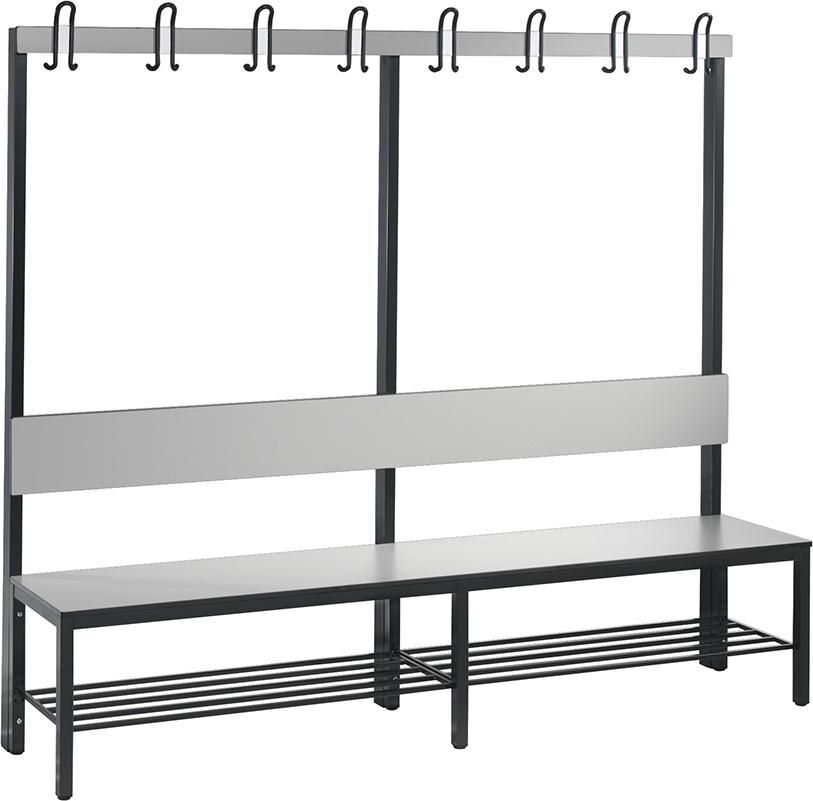 C+P Einseitige Garderobenbank B 1960 x T 407 x H 1650 mm mit Schuhrost Produktbild C+P Einseitige Garderobenbank B 1960 x T 407 x H 1650 mm mit Schuhrost