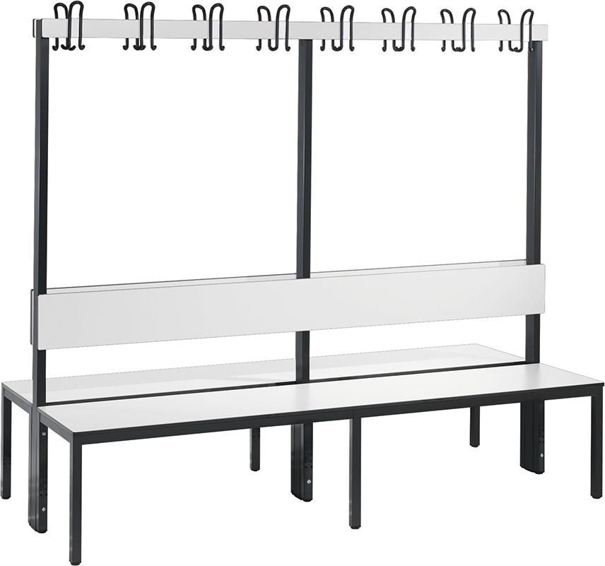 C+P Doppelseitige Garderobenbank ohne Schuhrost weiß 1960 x 760 x 1650 mm Produktbild C+P Doppelseitige Garderobenbank ohne Schuhrost weiß 1960 x 760 x 1650 mm