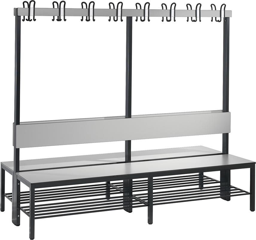 C+P Doppelseitige Garderobenbank silbergrau 1960 x 760 x 1650 mm Produktbild C+P Doppelseitige Garderobenbank silbergrau 1960 x 760 x 1650 mm
