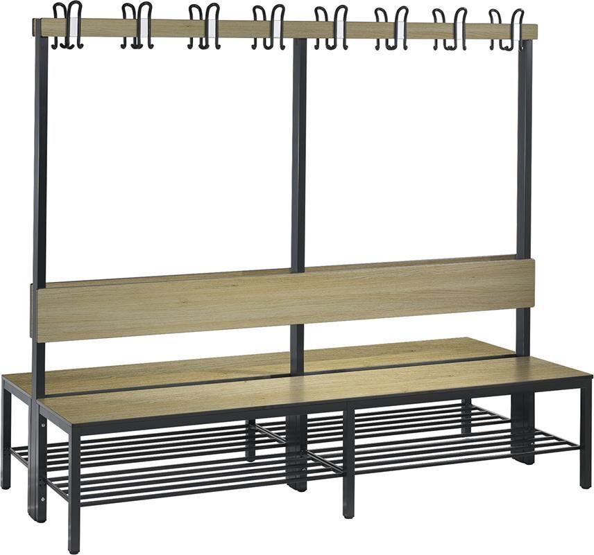 C+P Doppelseitige Garderobenbank 1960 x 760 x 1650 mm RAL 7021 schwarzgrau Produktbild C+P Doppelseitige Garderobenbank 1960 x 760 x 1650 mm RAL 7021 schwarzgrau